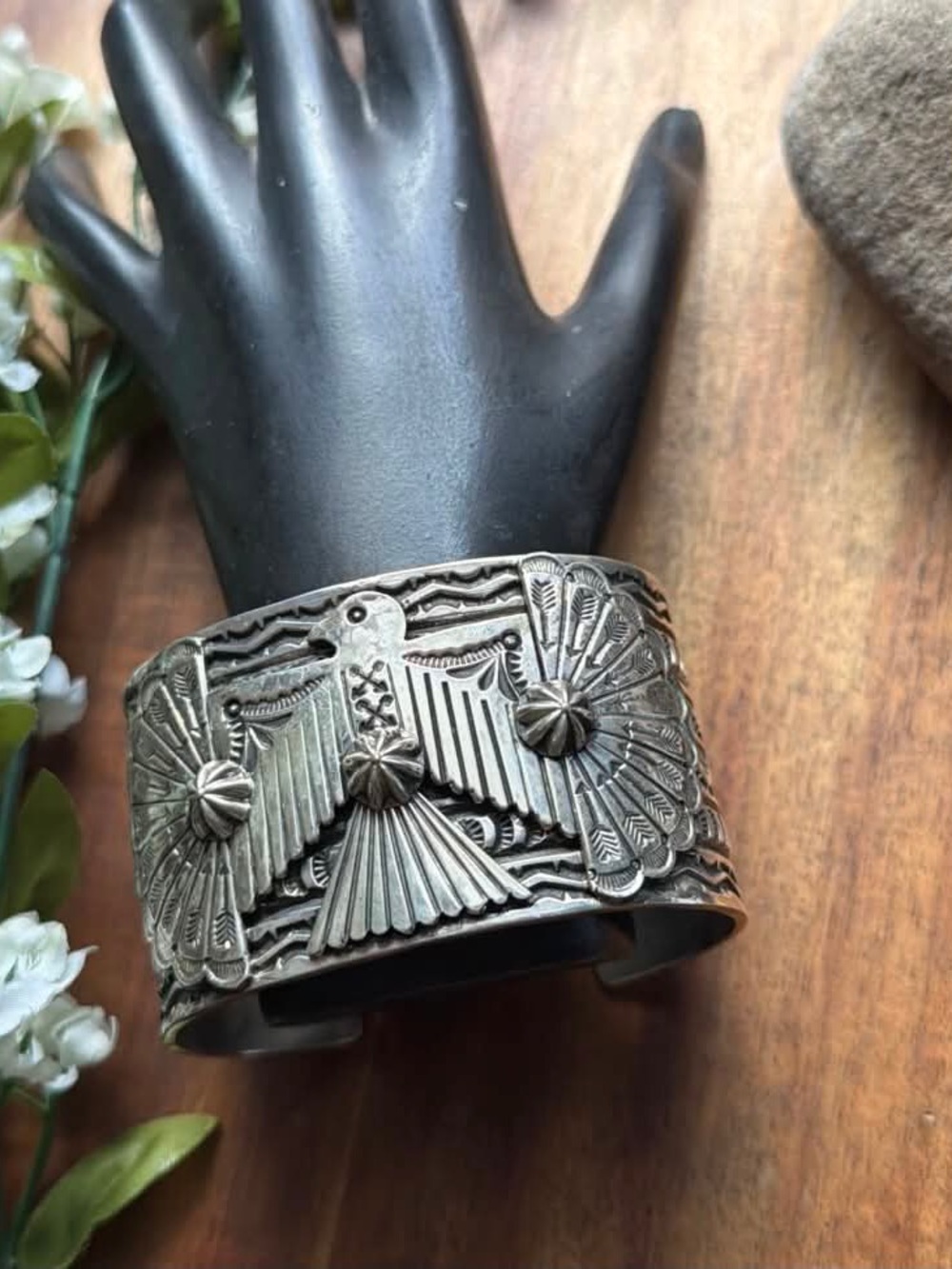 Sunshine Reeves Sterling Silver Thunderbird Cuff Bracelet Navajo Gift - Picture 12 of 12